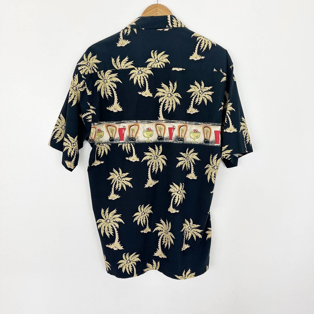 Vintage Hawaiian Shirt Cocktails tiki drinks Palm Trees Cotton Korea midcentury - Picture 4 of 7